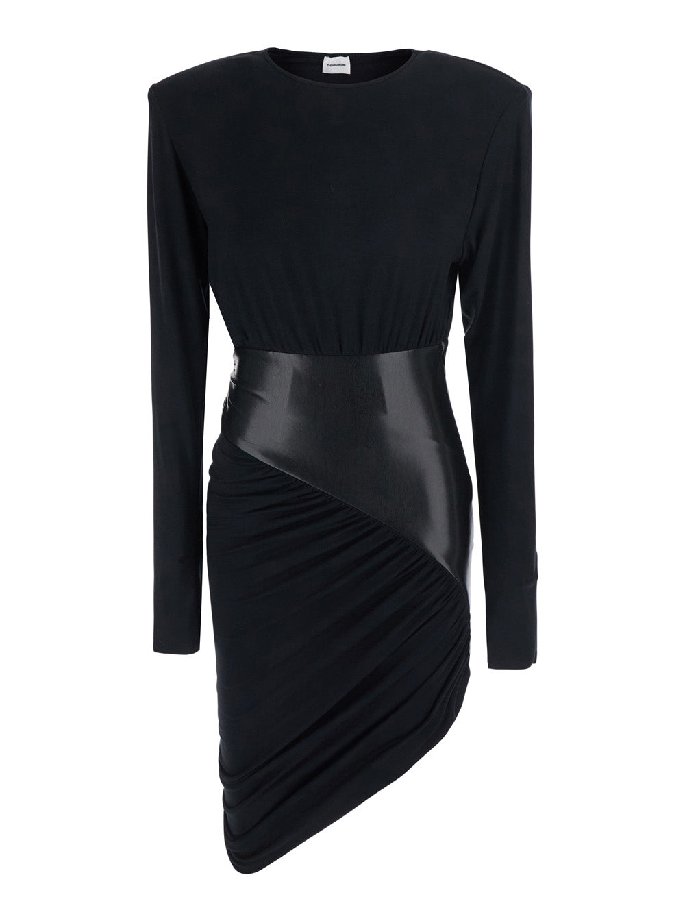 The Andamane Women 'Ursula' Black Dress With Ecoleather Details And Draped Design In Viscose For Women THE ANDAMANE