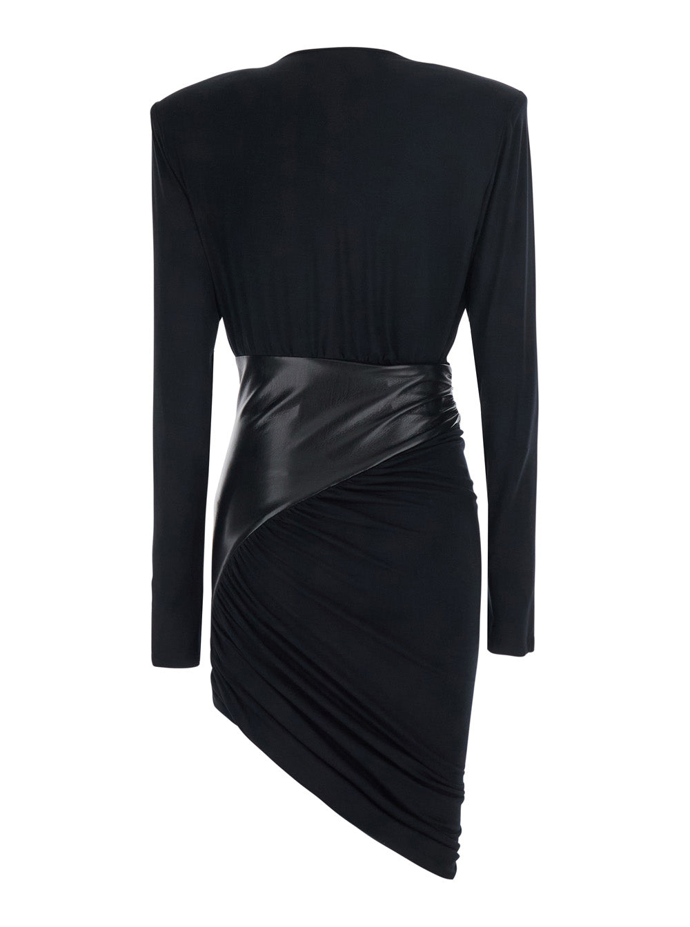 The Andamane Women 'Ursula' Black Dress With Ecoleather Details And Draped Design In Viscose For Women THE ANDAMANE