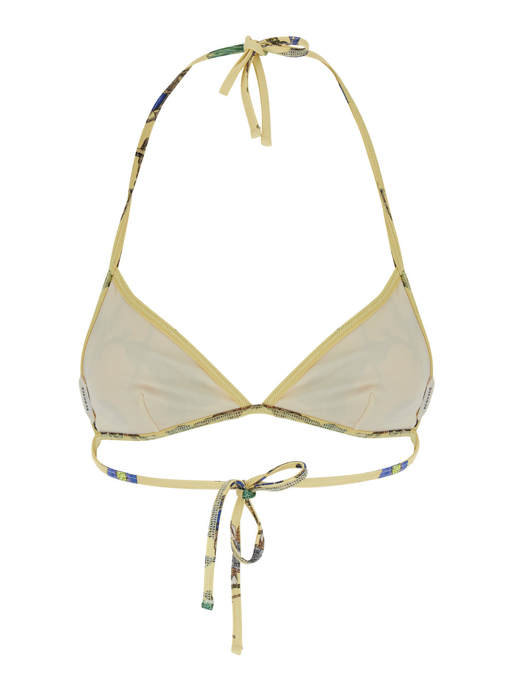 Versace Women Yellow Bikini Top With All-Over Jewelry Print In Stretch Tech Fabric For Women VERSACE