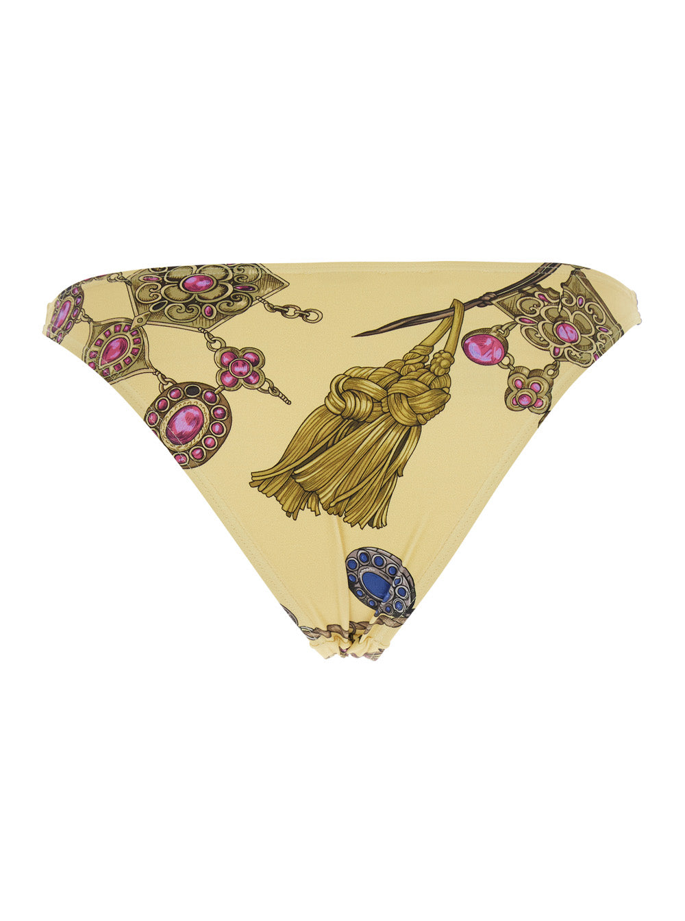 Versace Women Yellow Bikini Brief With All-Over Jewels Print In Tech Fabric For Women VERSACE