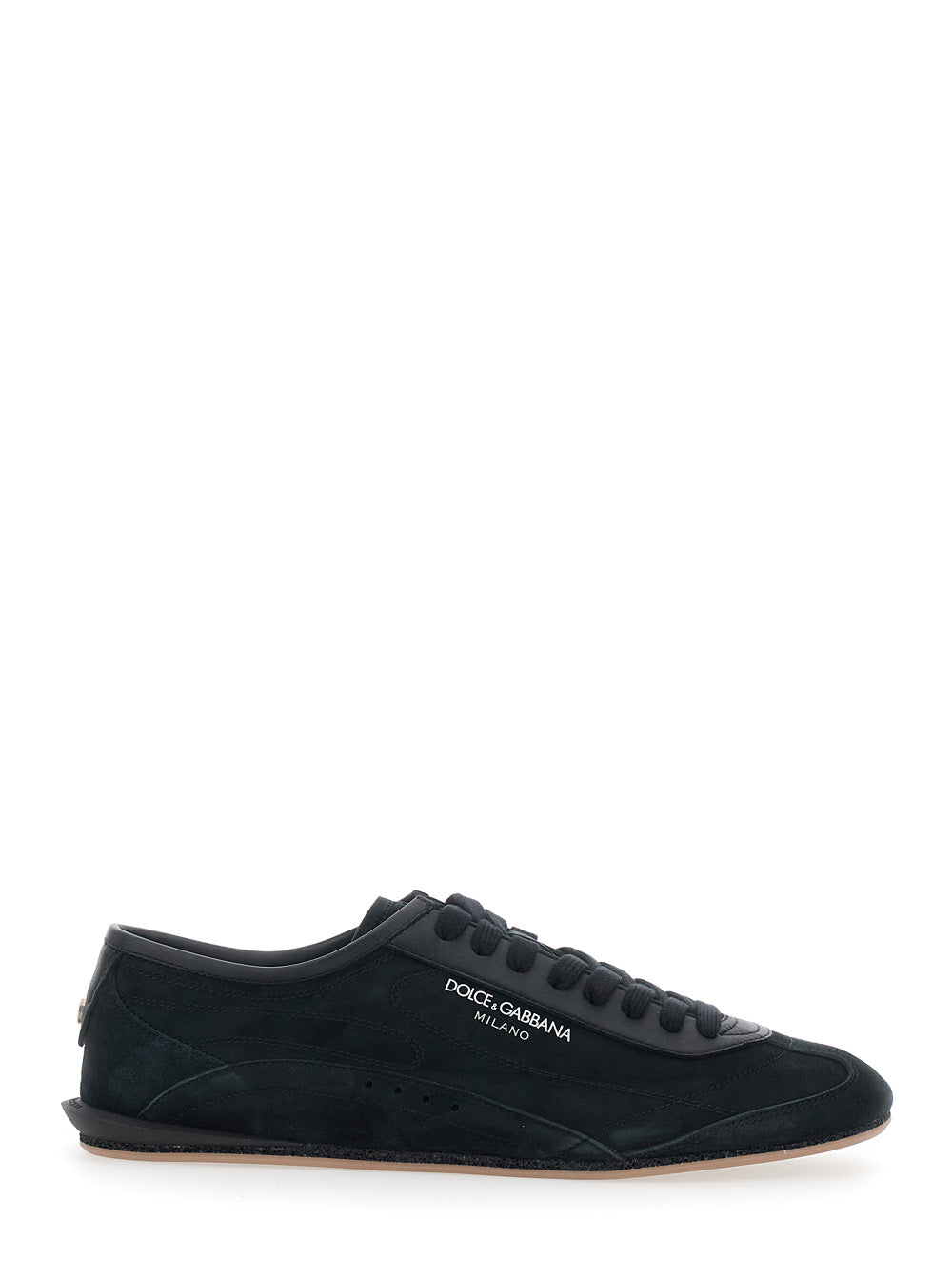 Dolce & Gabbana Men 'Gimondi Plus' Black Sneakers With Logo Patch On The Side In Suede For Men DOLCE & GABBANA