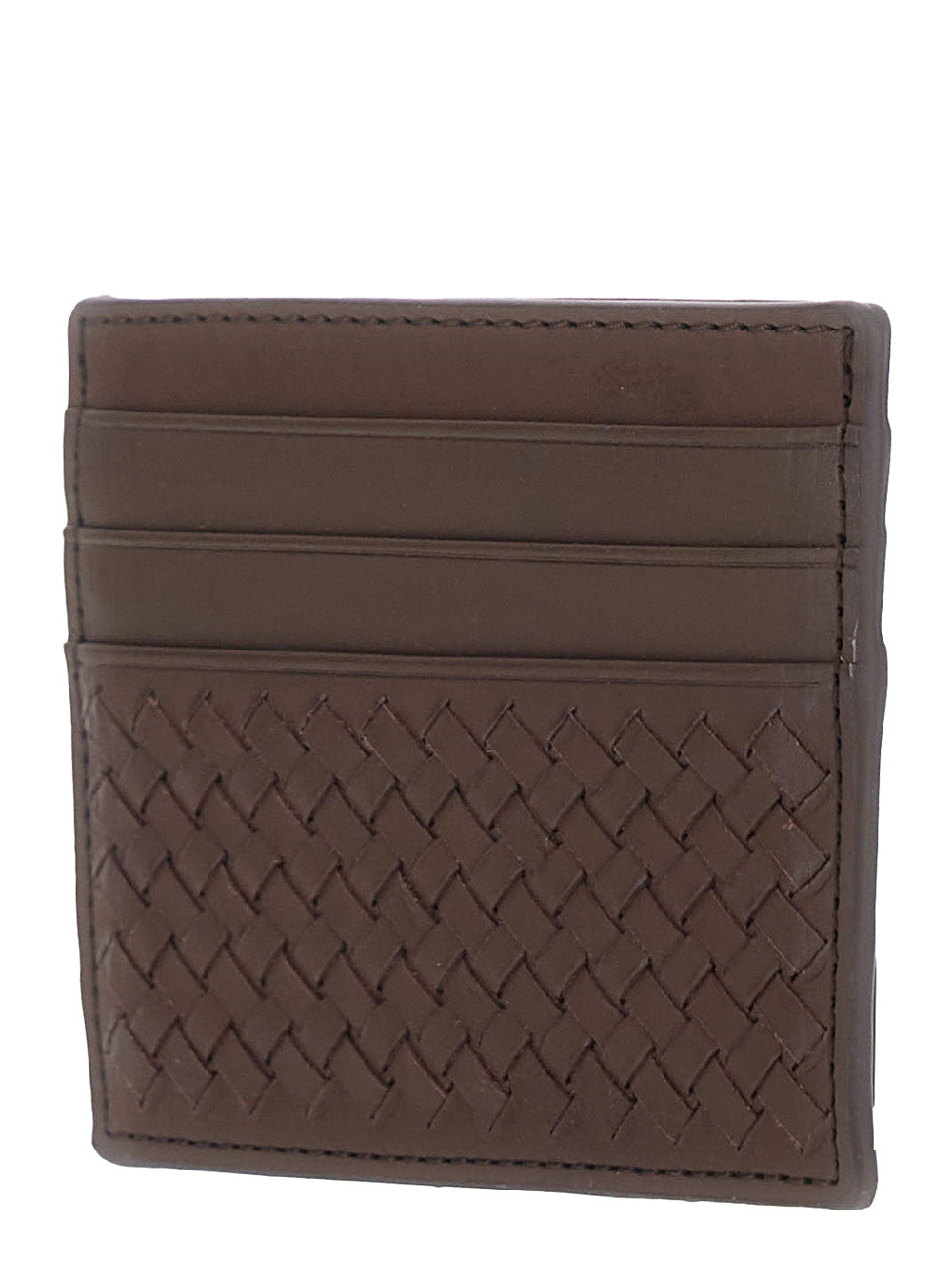 Dragon Diffusion Women Leather Cardholder With Woven Design And Elegant Finishes In Brown Unisex DRAGON DIFFUSION