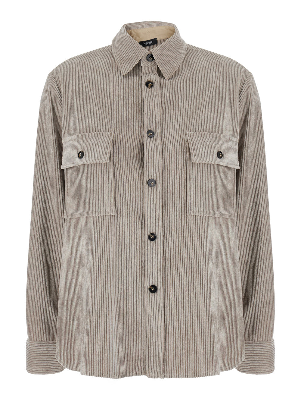 Leplain Women Grey Shirt With Classic Collar And Two Patch Pockets On The Front In Corduroy For Women LEPLAIN