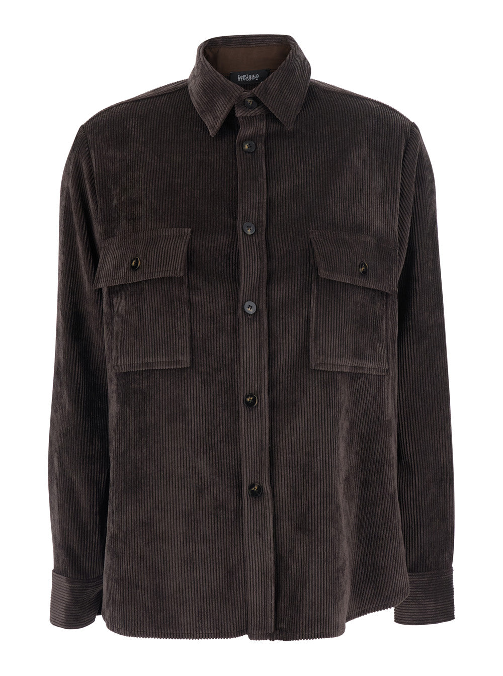 Leplain Women Brown Shirt With Classic Collar And Two Patch Pockets On The Front In Corduroy For Women LEPLAIN