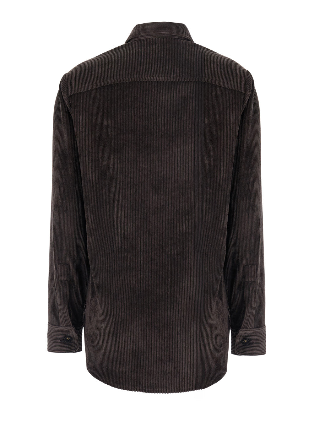 Leplain Women Brown Shirt With Classic Collar And Two Patch Pockets On The Front In Corduroy For Women LEPLAIN
