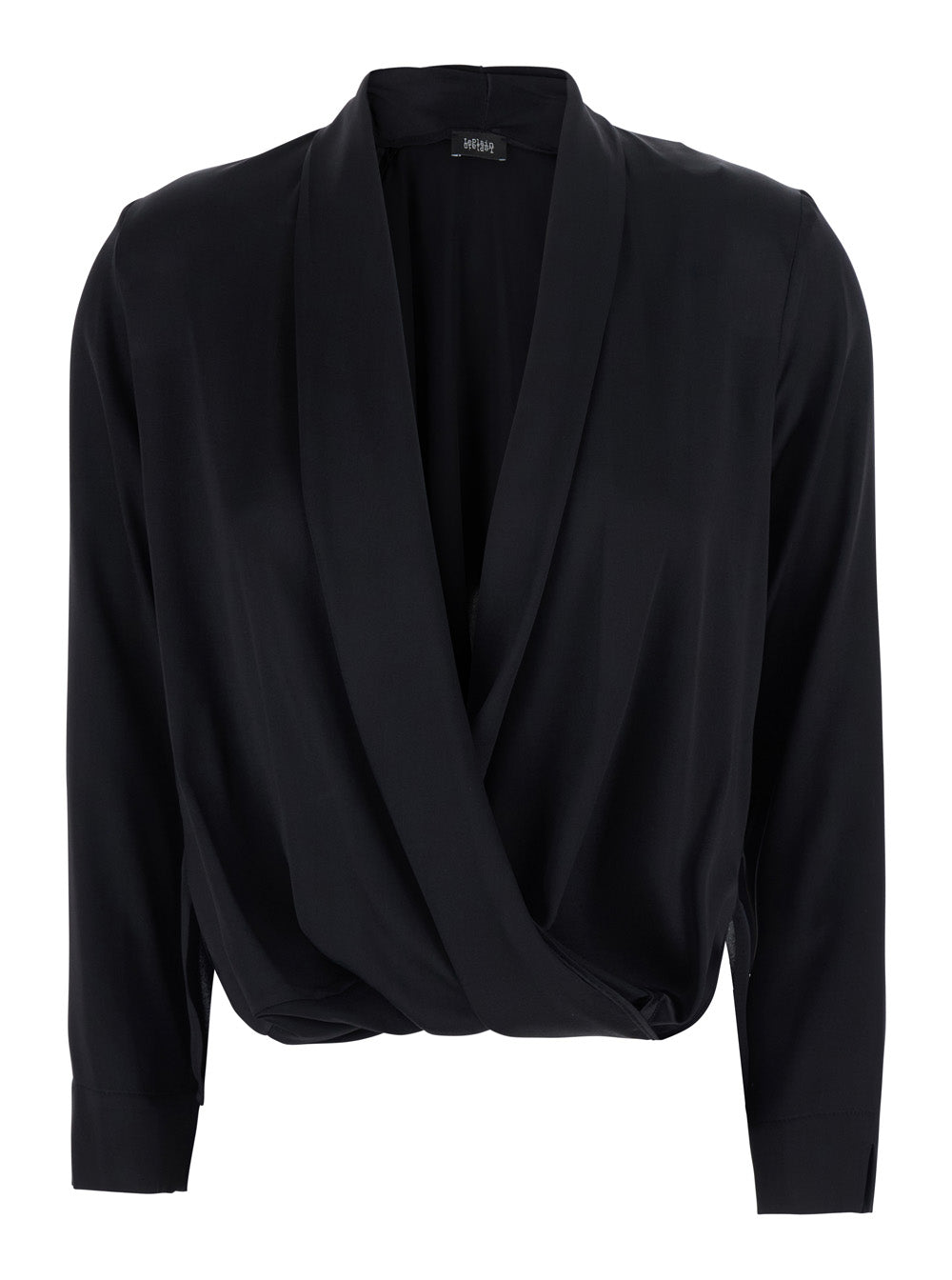 Leplain Women Georgette Blouse With Long Sleeves And V-Neck, In Black, For Woman LEPLAIN