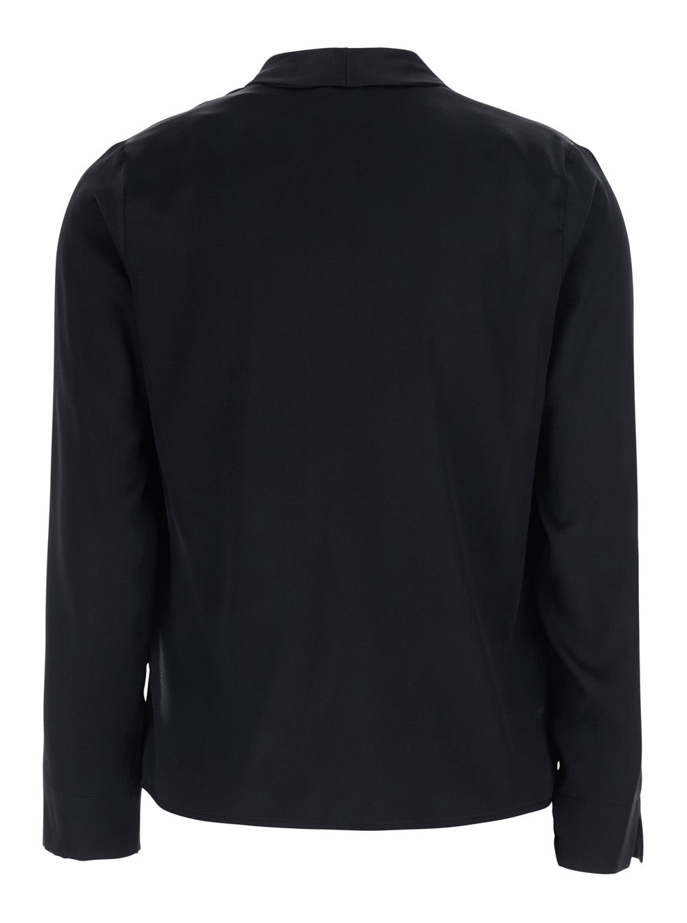 Leplain Women Georgette Blouse With Long Sleeves And V-Neck, In Black, For Woman LEPLAIN