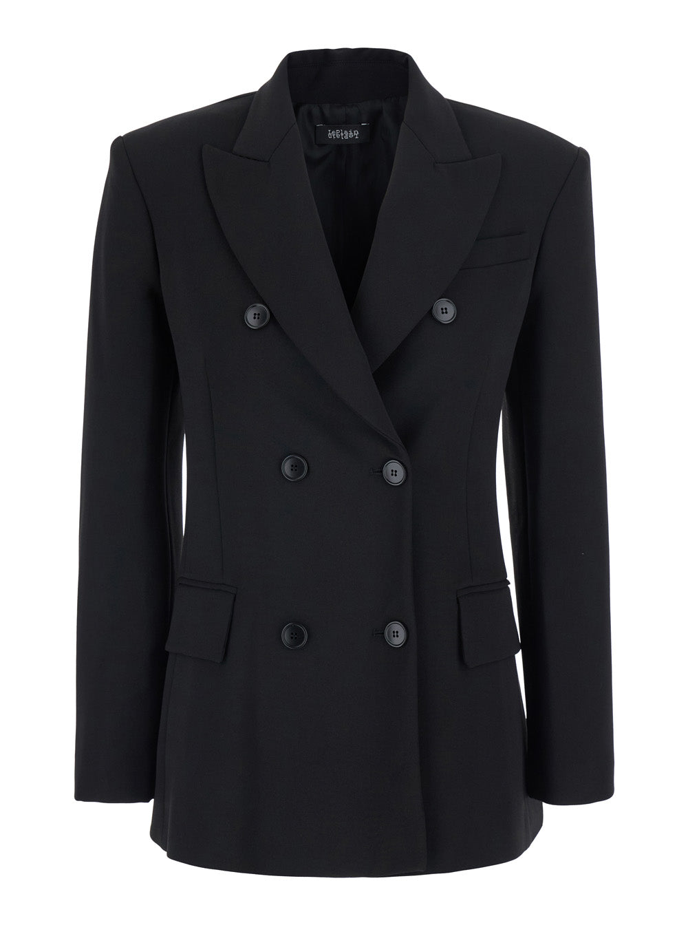 Leplain Women Black Double Breasted Jacket With Peak Revers In Wool Blend For Women LEPLAIN