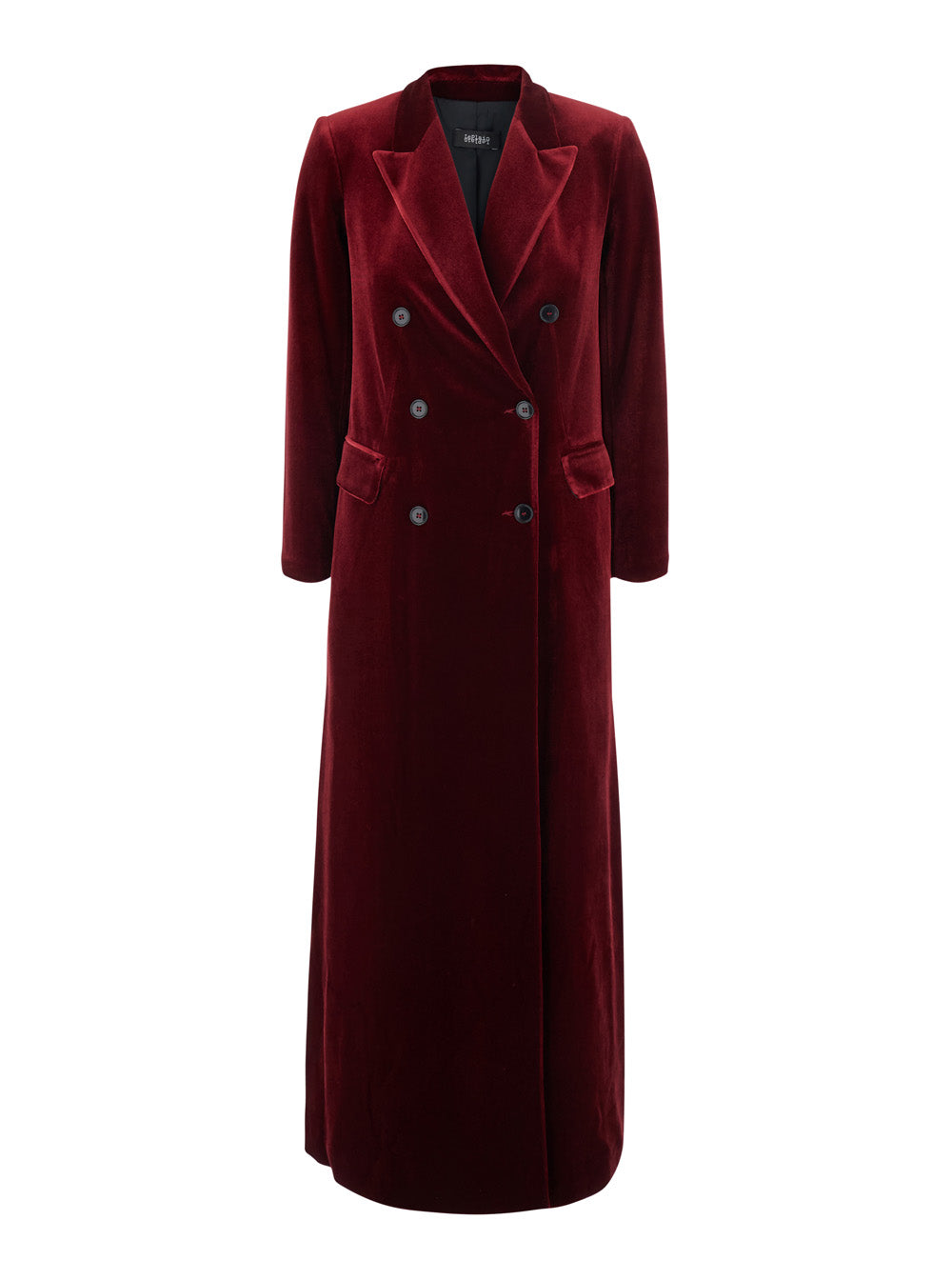 Leplain Women Bordeaux Long Double-Breasted Coat With Peak Revers In Velvet For Women LEPLAIN