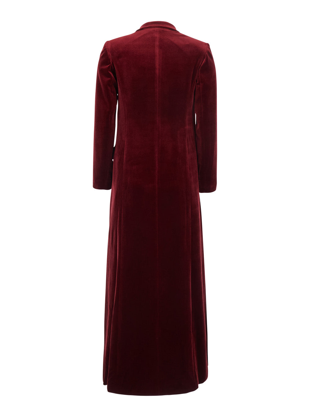 Leplain Women Bordeaux Long Double-Breasted Coat With Peak Revers In Velvet For Women LEPLAIN