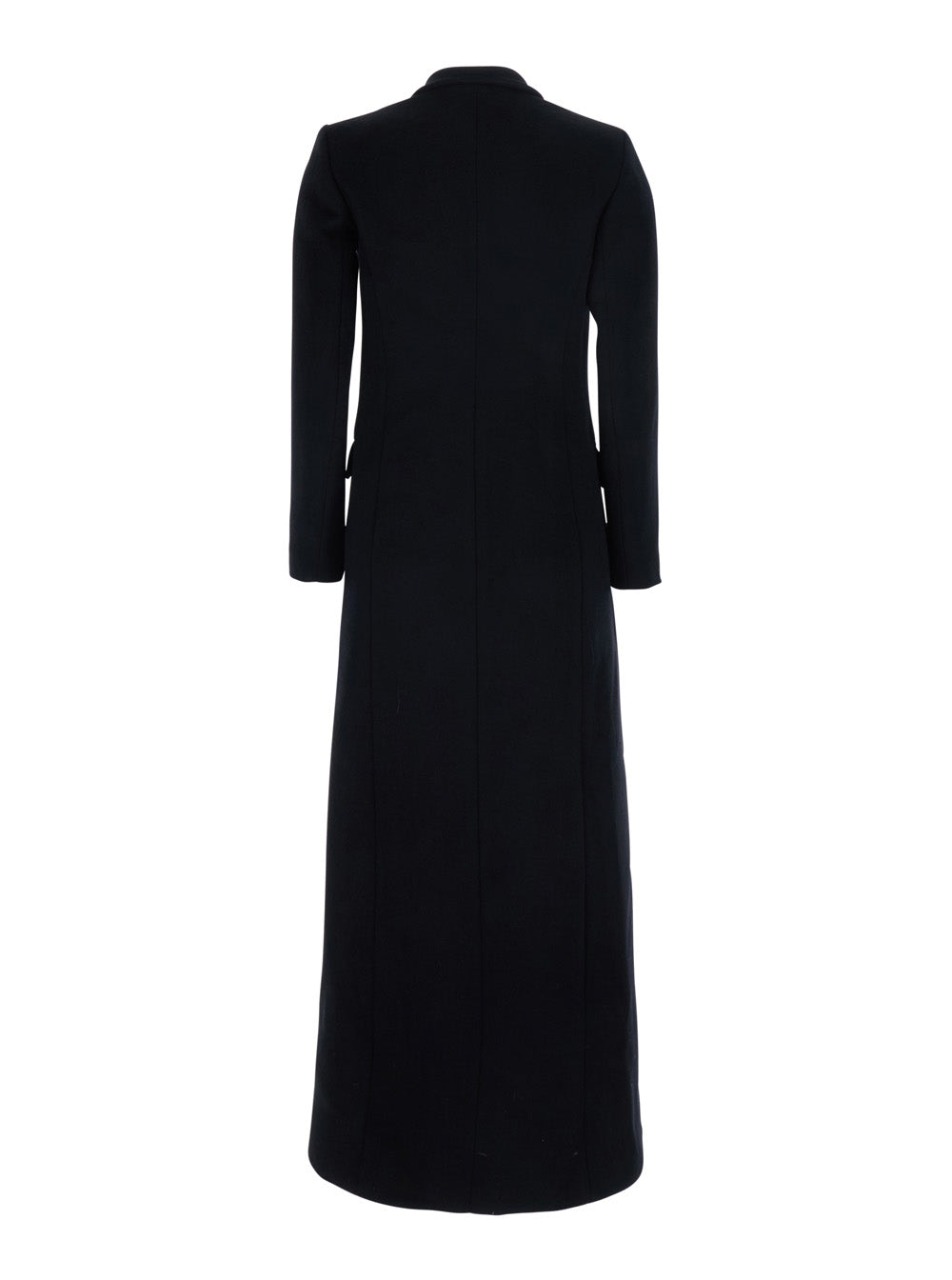 Leplain Women Black Long Double-Breasted Coat With Peak Revers In  Fabric For Women LEPLAIN