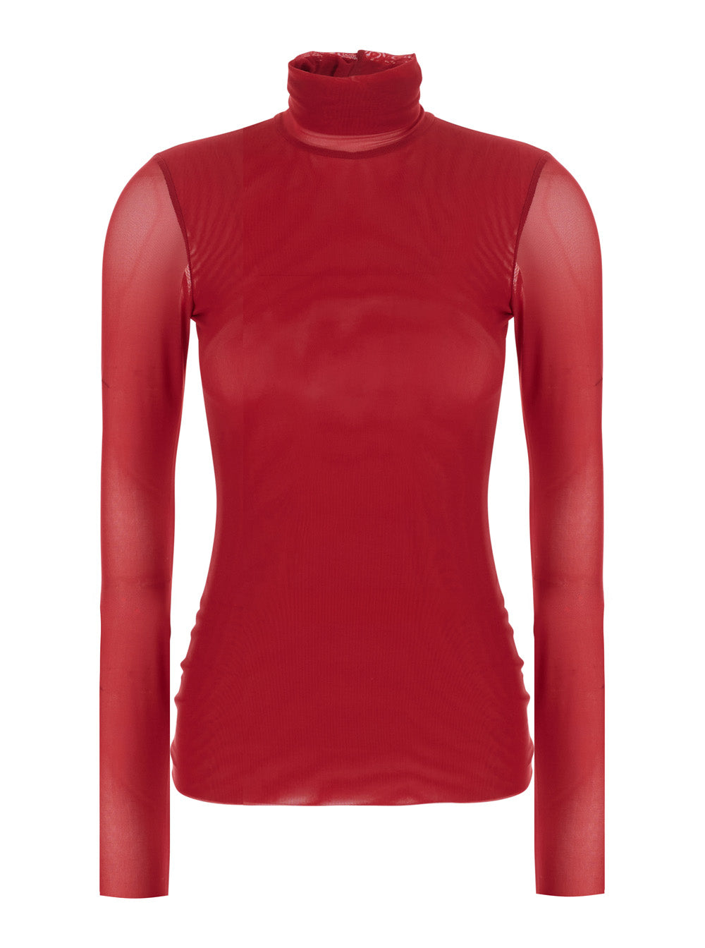 Leplain Women Red High Neck Top With Long Sleeves In Tech Fabric For Women LEPLAIN