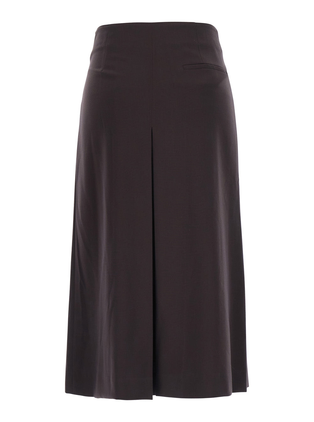 Leplain Women Brown Midi Skirt With Hiddden Side Zip Closure And Pleated Design In Tech Fabric For Women LEPLAIN