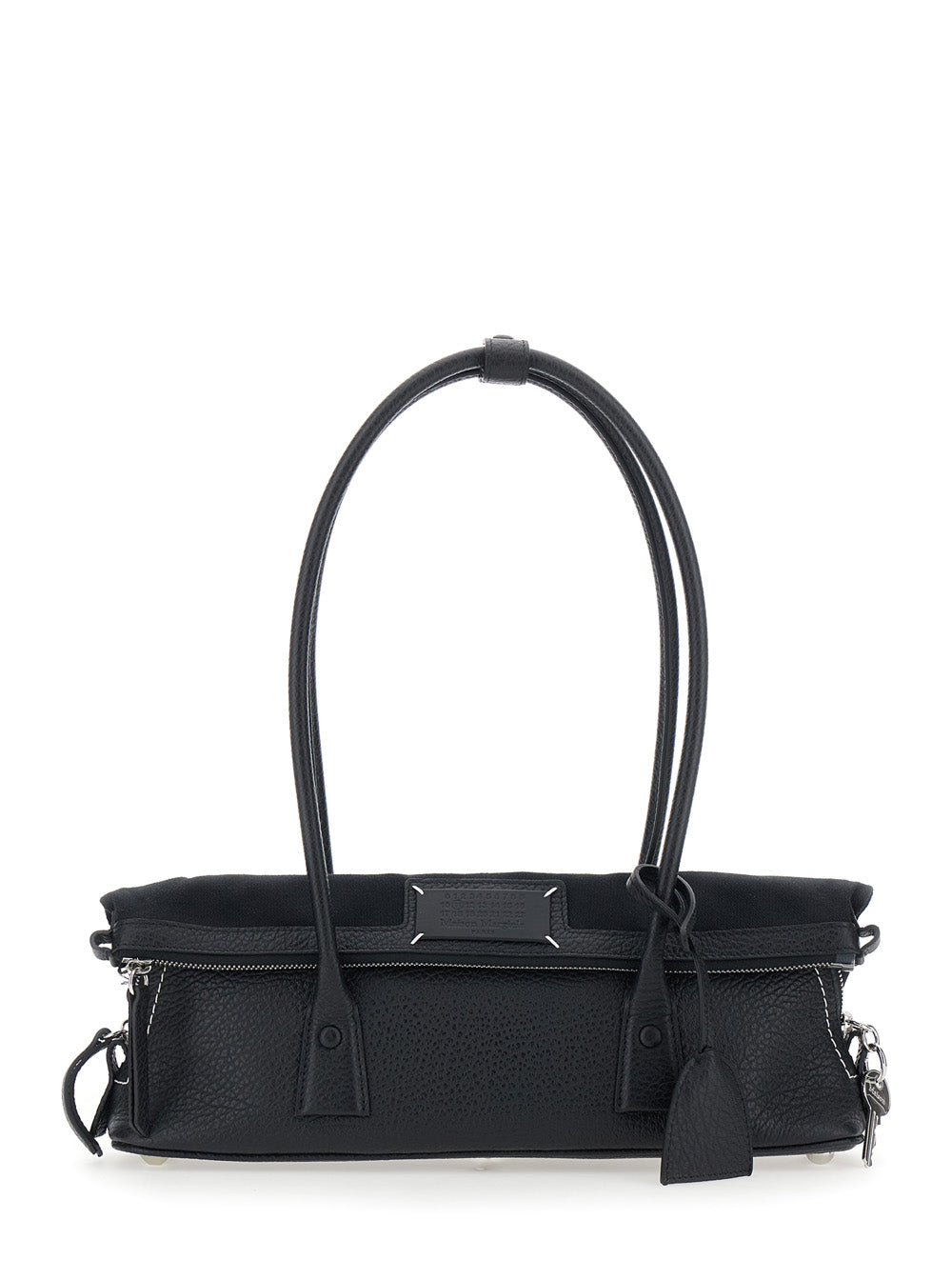 Maison Margiela Women Shoulder Bag With Leather Details And Logo Black Woman MAISON MARGIELA