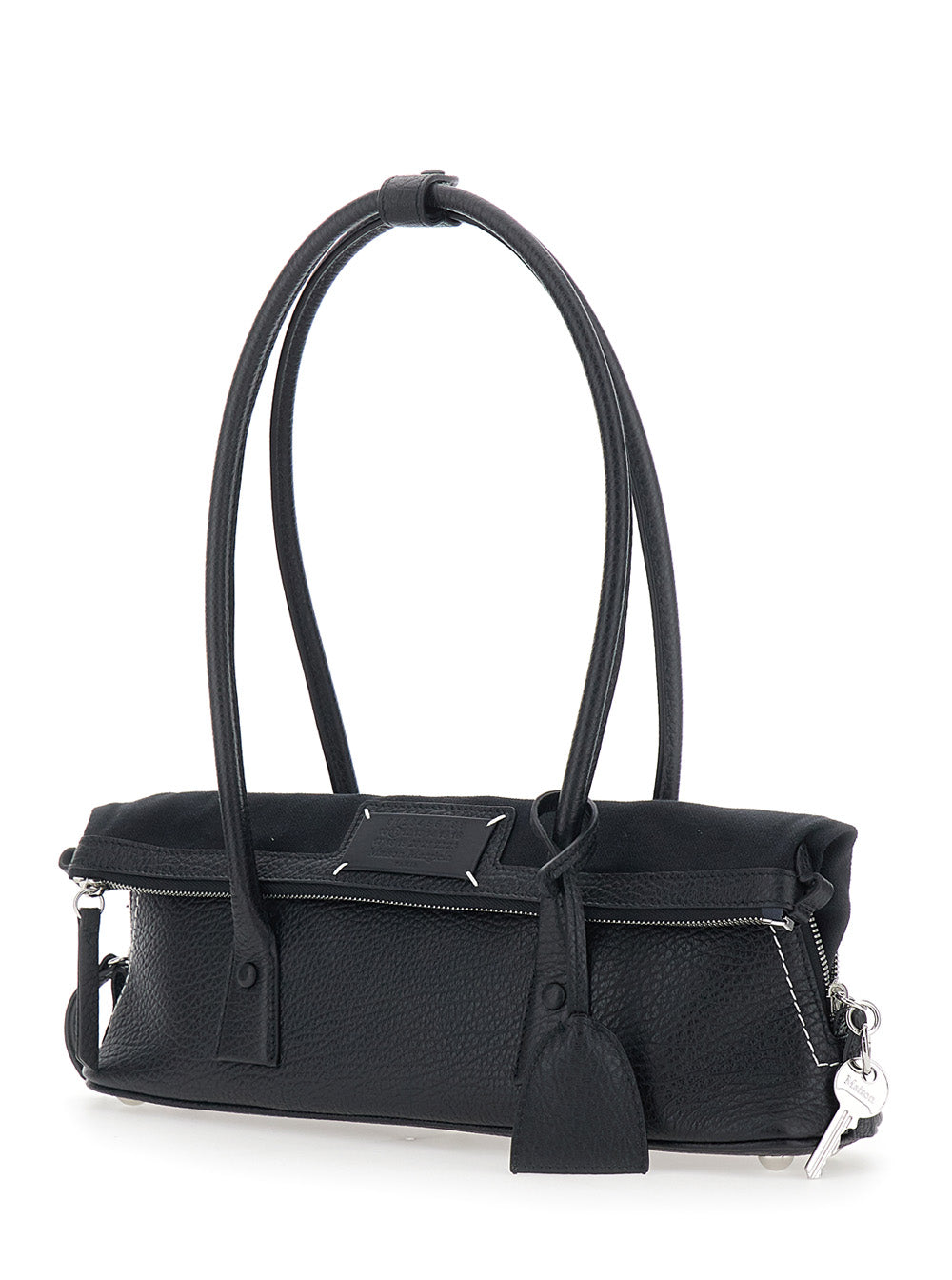 Maison Margiela Women Shoulder Bag With Leather Details And Logo Black Woman MAISON MARGIELA