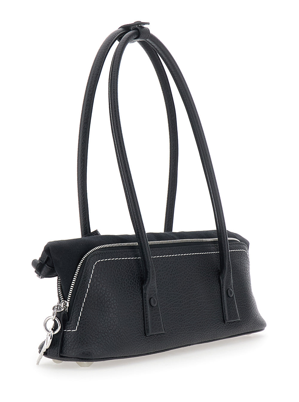 Maison Margiela Women Shoulder Bag With Leather Details And Logo Black Woman MAISON MARGIELA