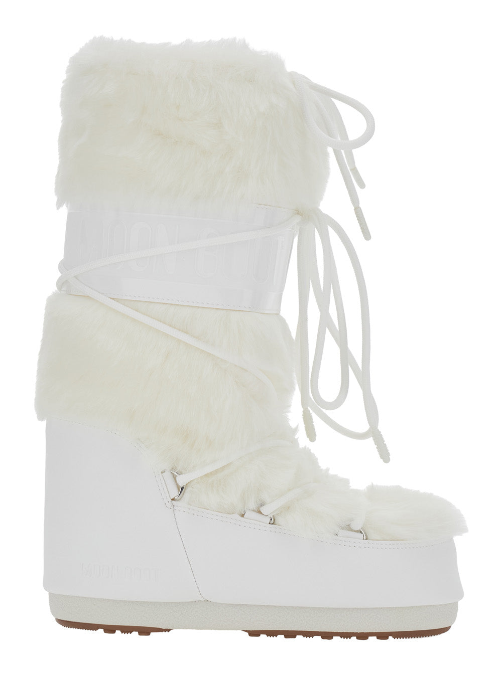 Moon Boot Women Icon Faux Fur Unisex Boots With Synthetic Fur And Rubber Sole White MOON BOOT