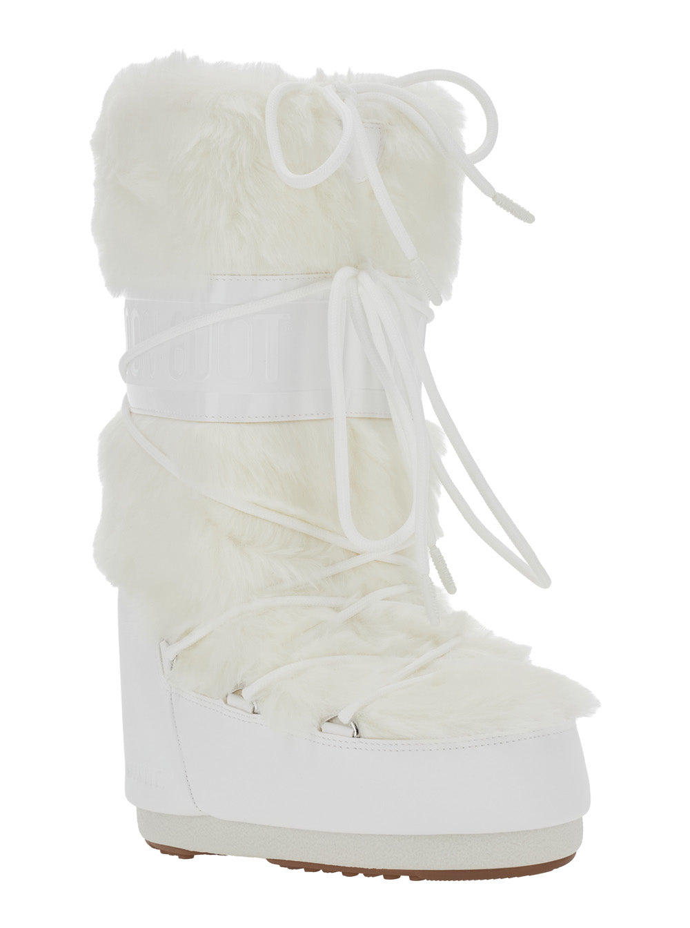 Moon Boot Women Icon Faux Fur Unisex Boots With Synthetic Fur And Rubber Sole White MOON BOOT