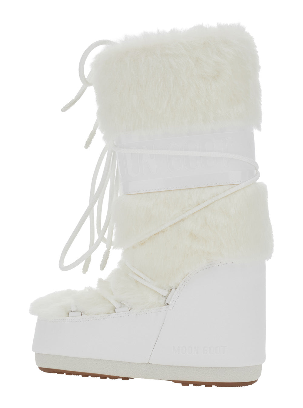 Moon Boot Women Icon Faux Fur Unisex Boots With Synthetic Fur And Rubber Sole White MOON BOOT