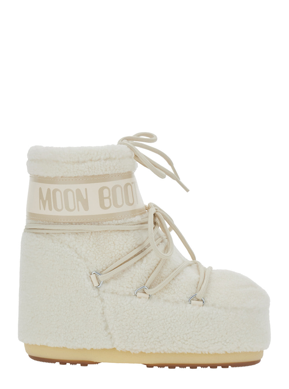 Moon Boot Women Icon Low Fleece Ankle Boots With Rubber Sole And Fleece Lining White Women MOON BOOT