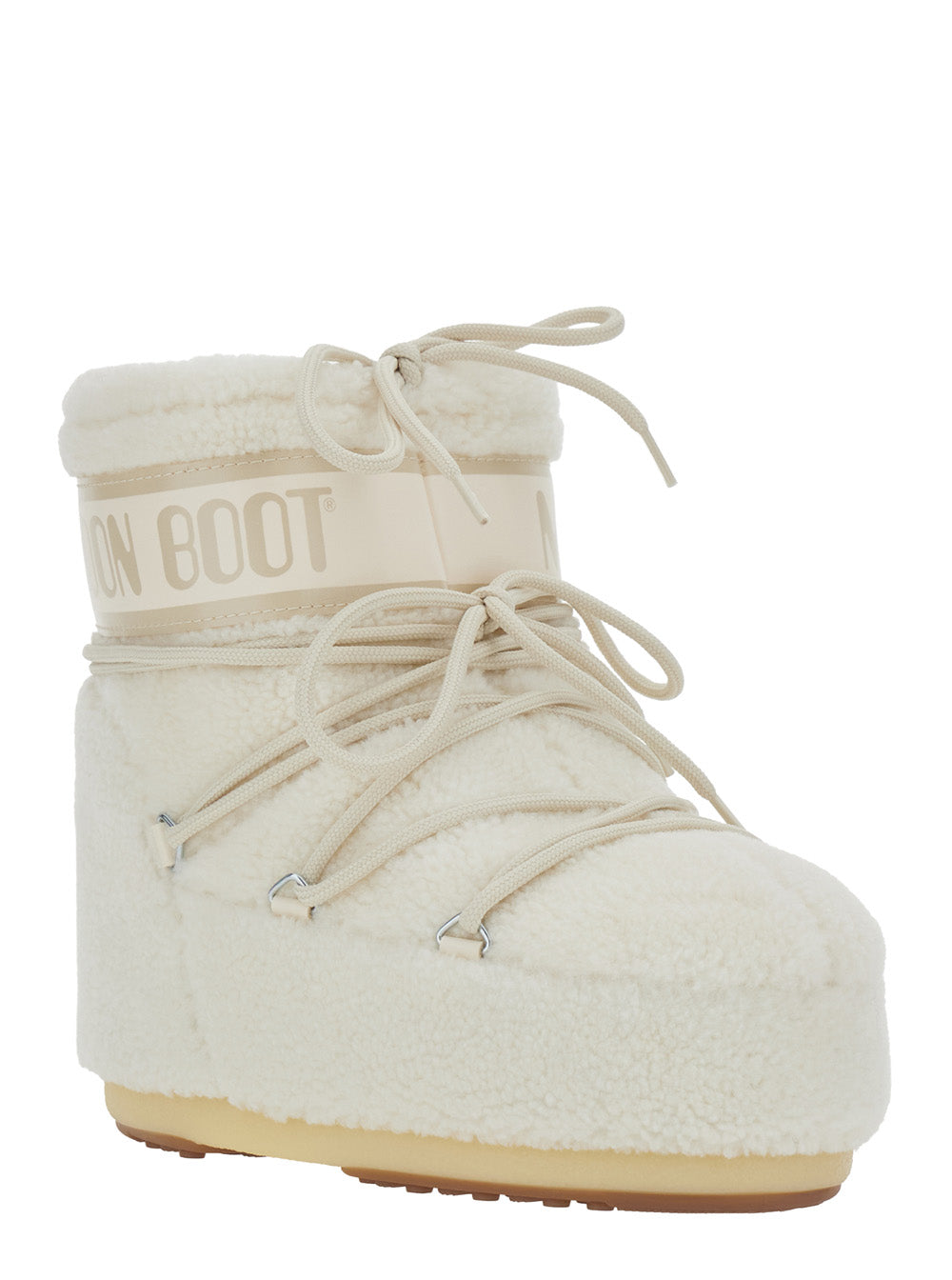 Moon Boot Women Icon Low Fleece Ankle Boots With Rubber Sole And Fleece Lining White Women MOON BOOT
