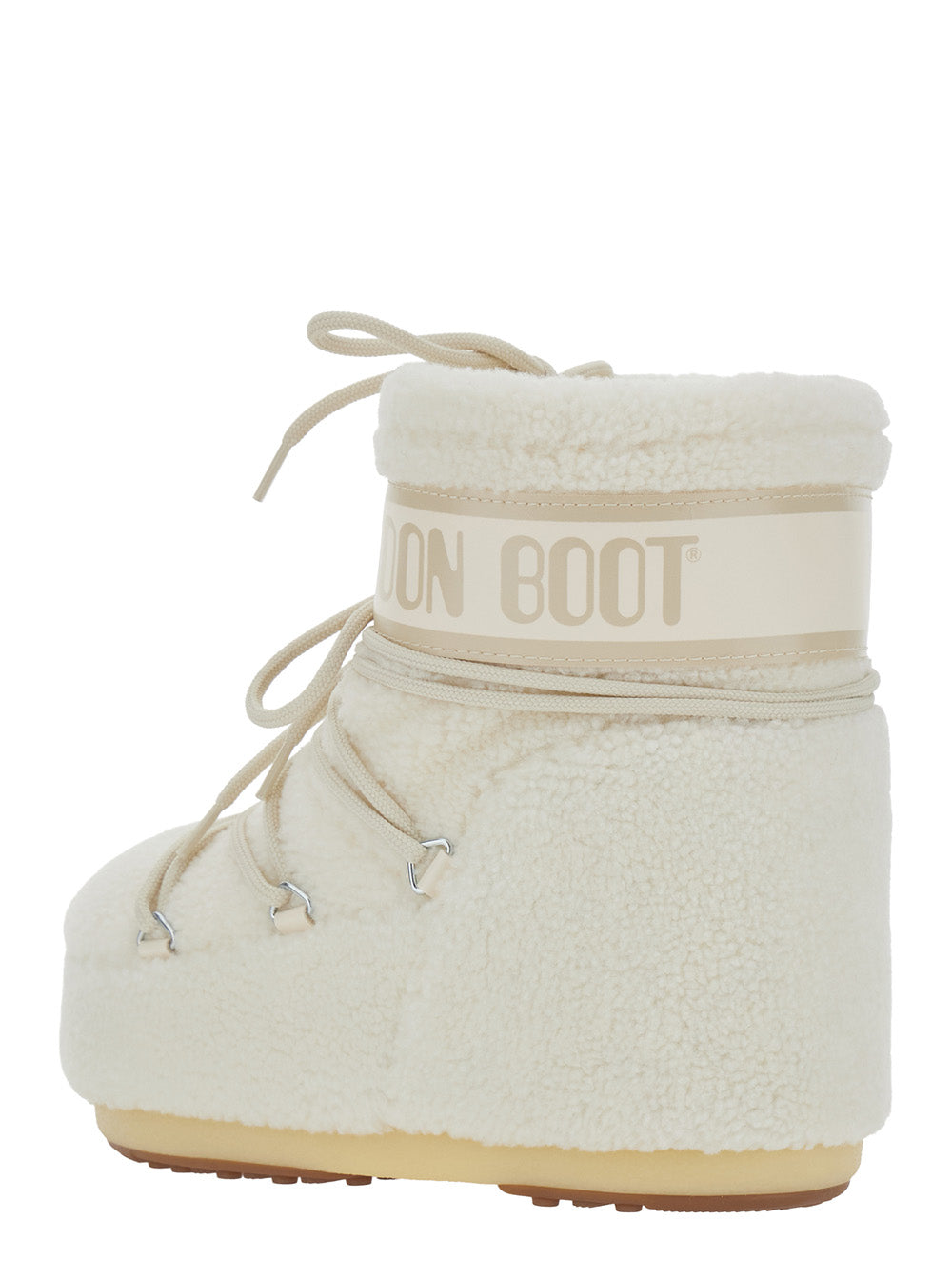 Moon Boot Women Icon Low Fleece Ankle Boots With Rubber Sole And Fleece Lining White Women MOON BOOT