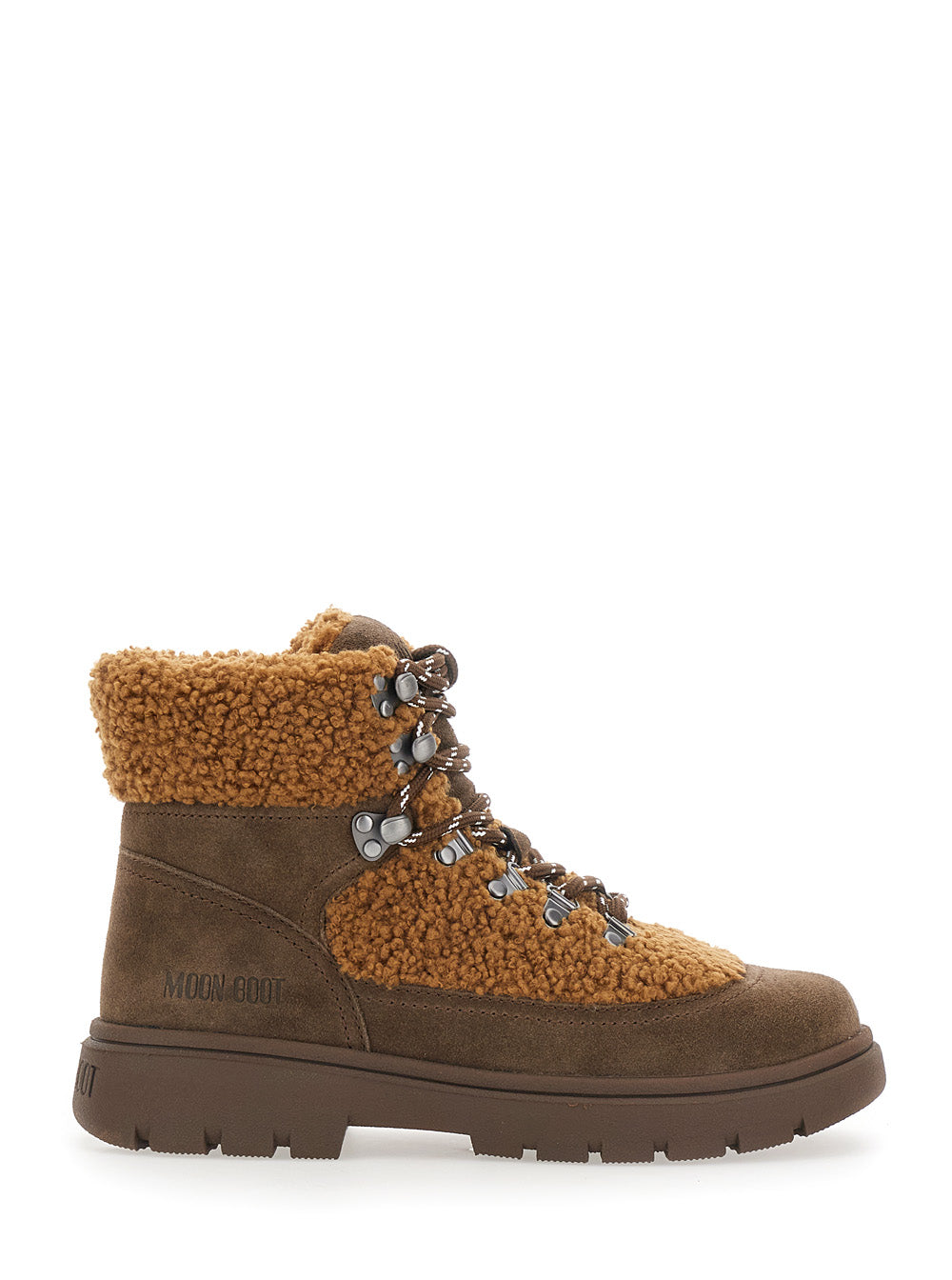 Moon Boot Women Combat Boot Fleece With Fleece Details And Rubber Sole Brown Men MOON BOOT