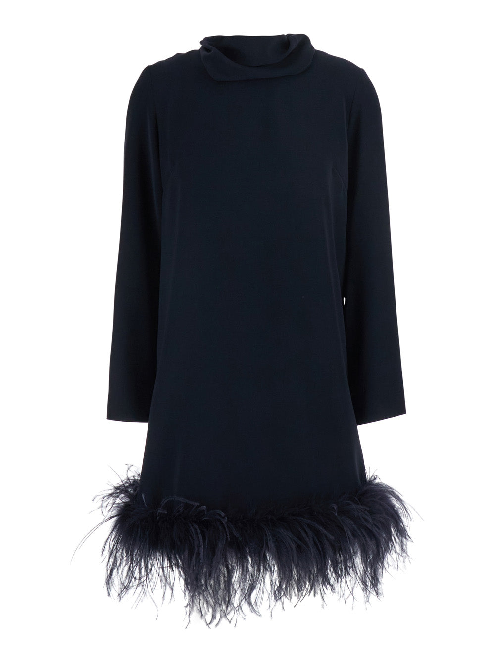 P.A.R.O.S.H. Women Feathers Dress With Feather Details, Tech Fabric, Black, Woman P.A.R.O.S.H.