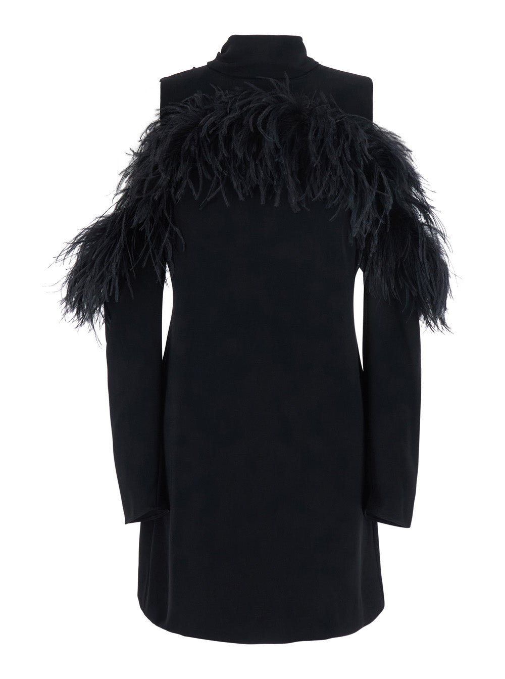 P.A.R.O.S.H. Women Feathers Dress With Polyester Details And Black Color For Women P.A.R.O.S.H.