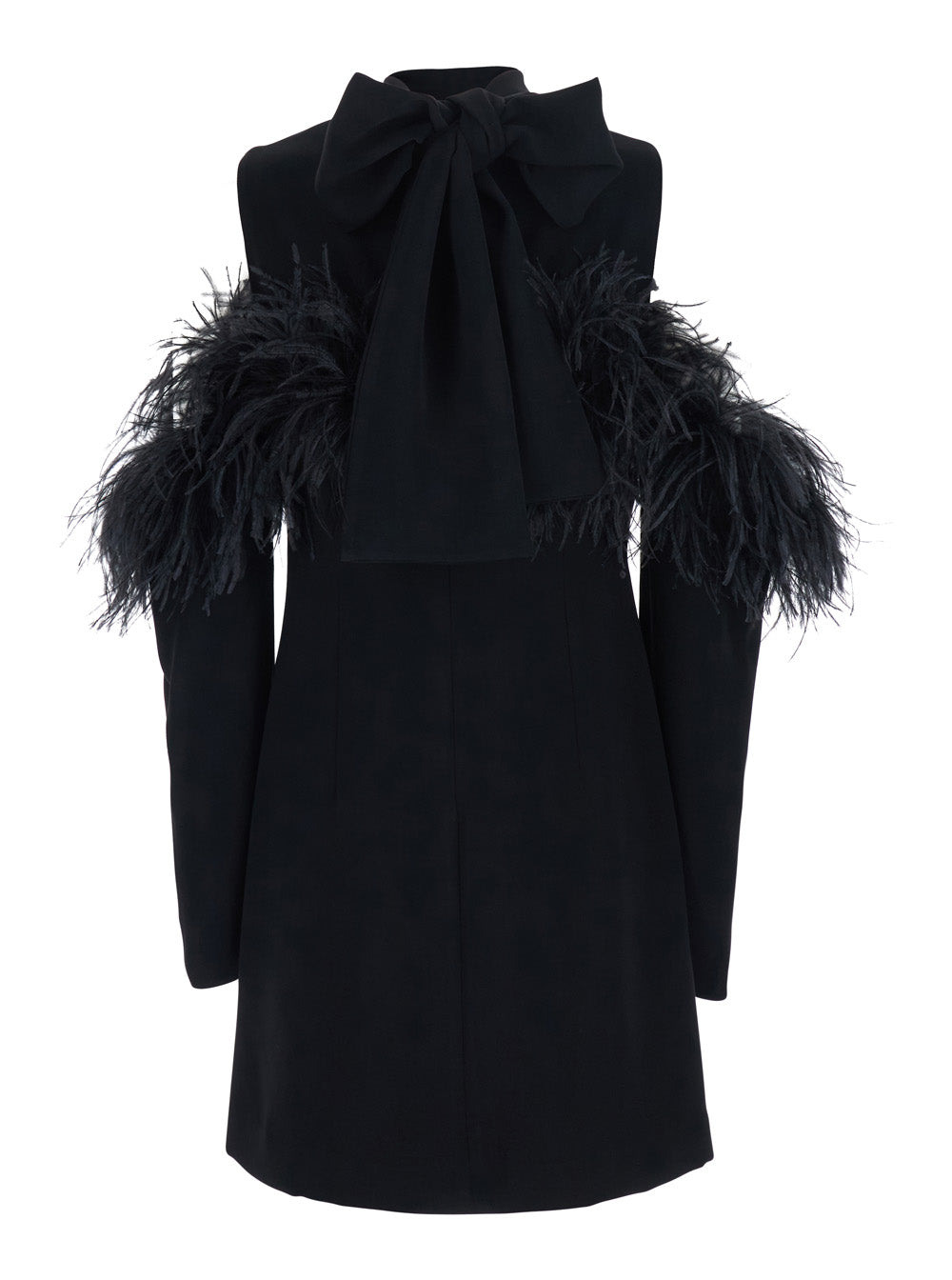 P.A.R.O.S.H. Women Feathers Dress With Polyester Details And Black Color For Women P.A.R.O.S.H.