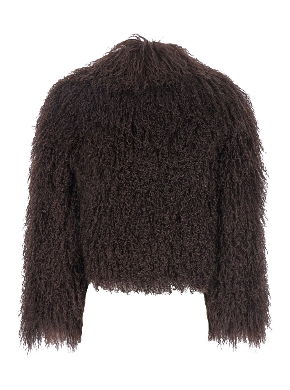 Leplain Women Short Jacket In Brown Tibetan Fur With 100% Tibetan Fur For Women LEPLAIN