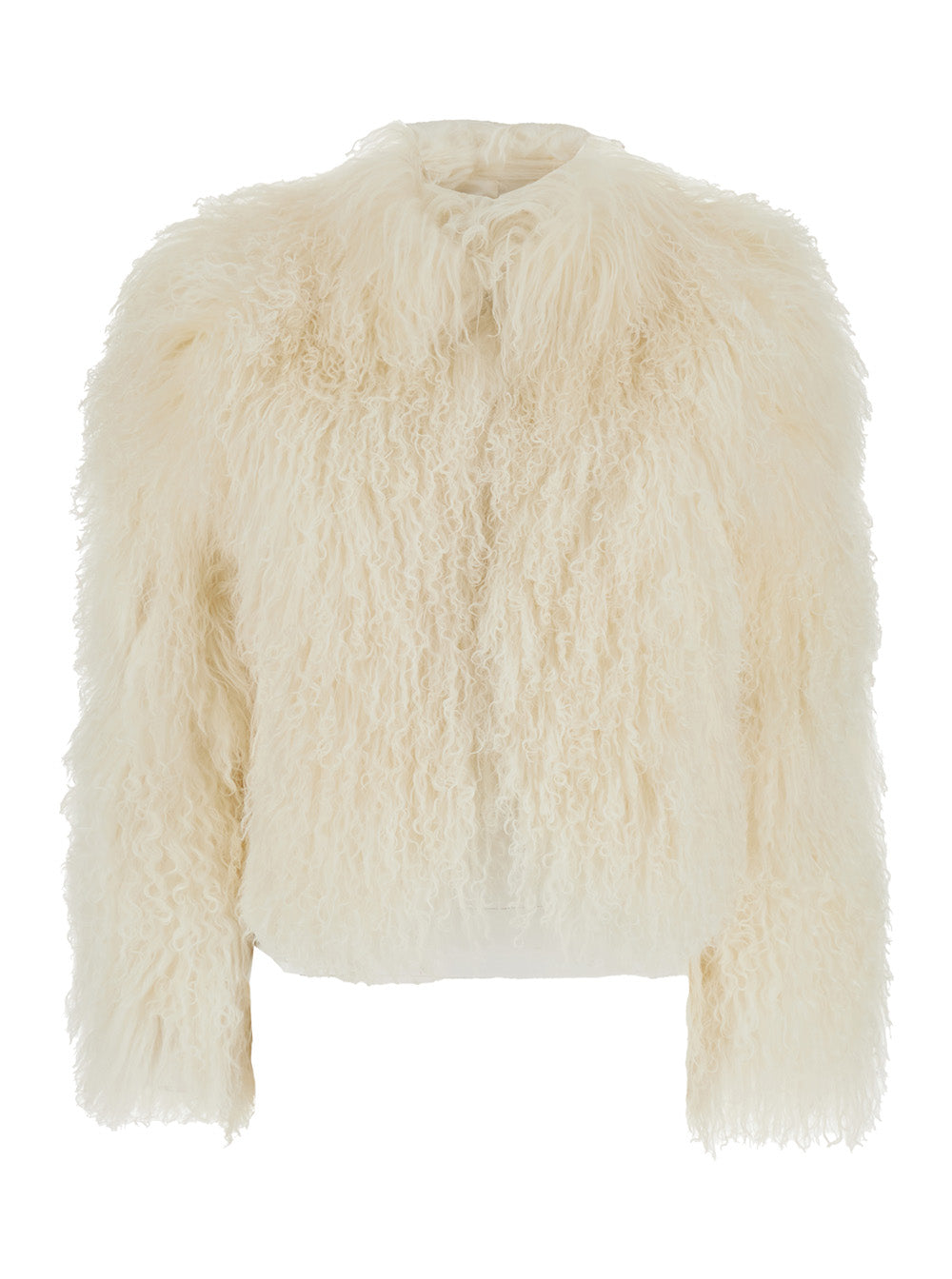 Leplain Women Beige Short Fur Jacket With Hidden Closure On The Front In Fur For Women LEPLAIN