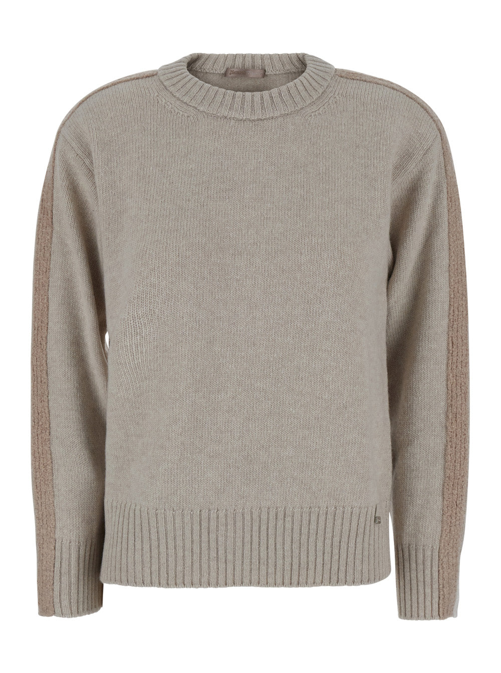Herno Women Wool Crewneck Pull With Round Neck And Long Sleeves In Beige Wool Men HERNO