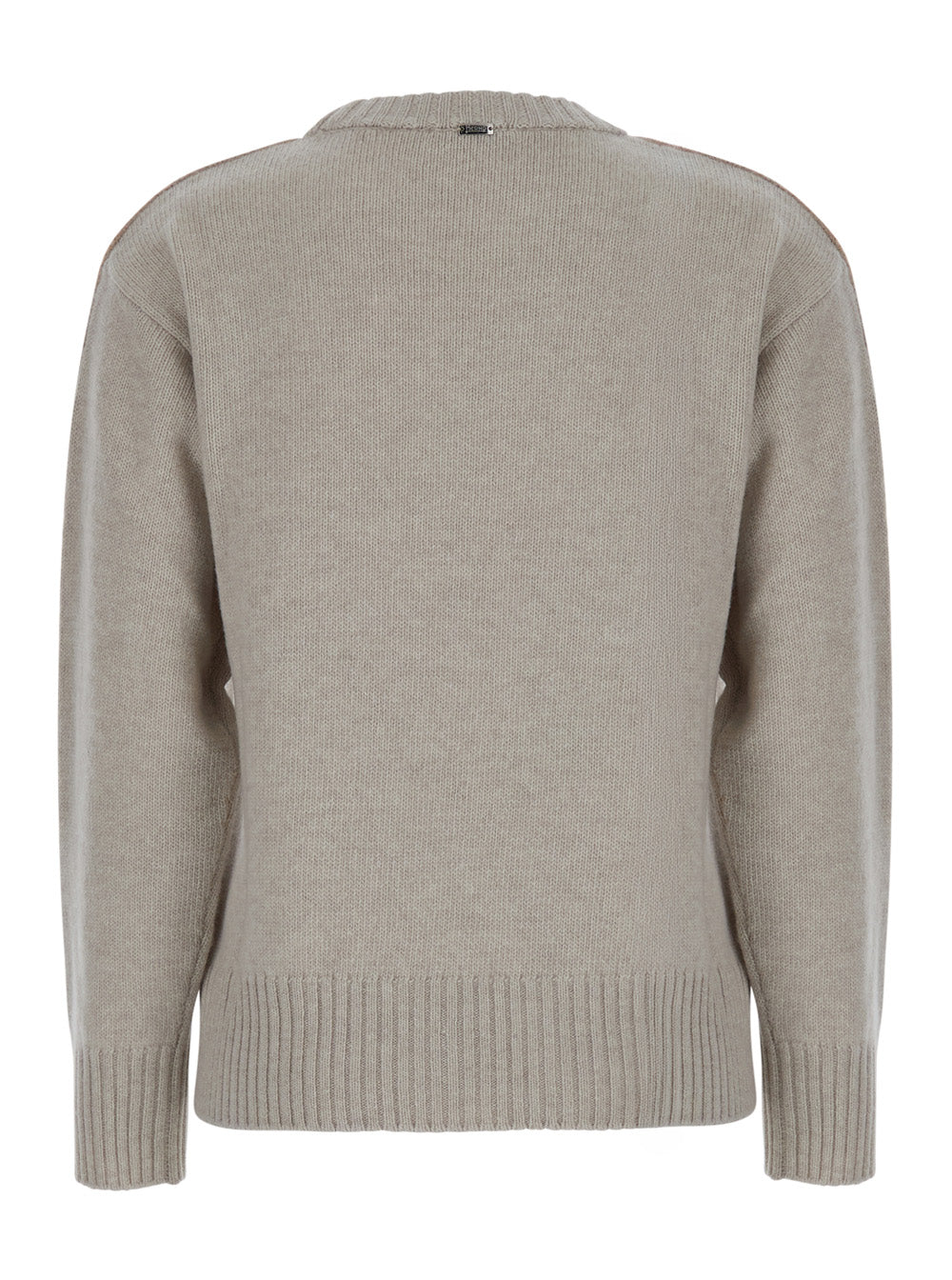 Herno Women Wool Crewneck Pull With Round Neck And Long Sleeves In Beige Wool Men HERNO
