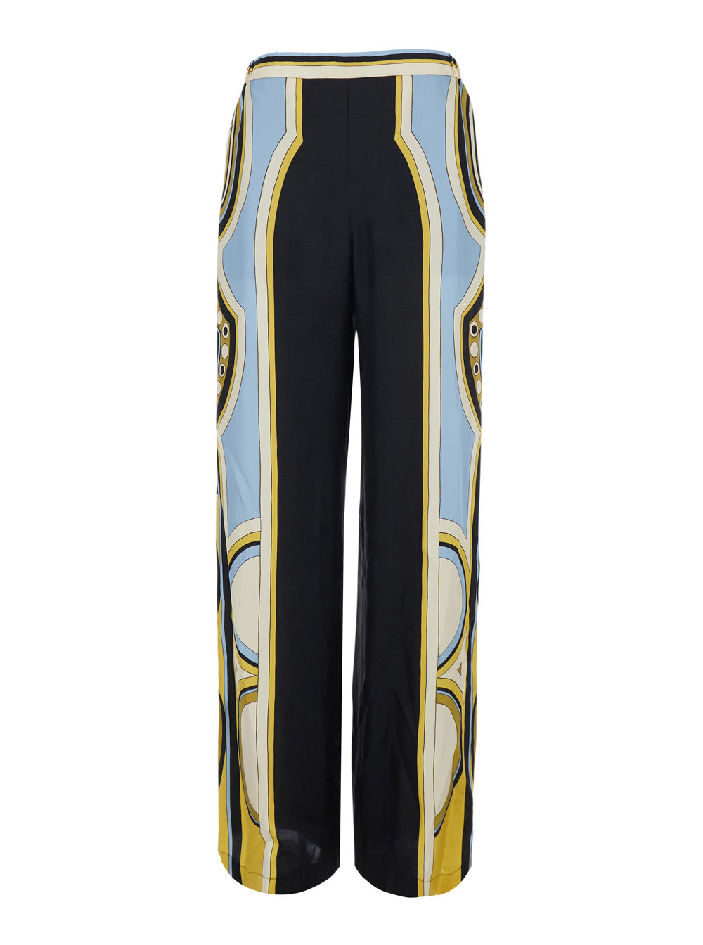 La Doublej Women 'Club' Multicolor Pants With Elasticated Waist And All-Over Geometric Print In Silk For Women LA DOUBLEJ