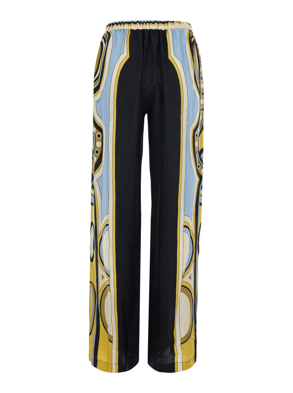 La Doublej Women 'Club' Multicolor Pants With Elasticated Waist And All-Over Geometric Print In Silk For Women LA DOUBLEJ