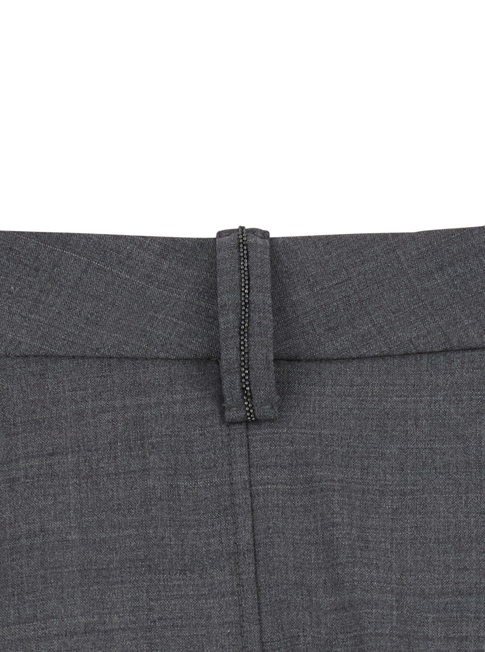 Brunello Cucinelli Women Grey Midi Skirt With Button Closure On The Side And Monil Detail On The Belt Loops In Wool Blend For Women BRUNELLO CUCINELLI