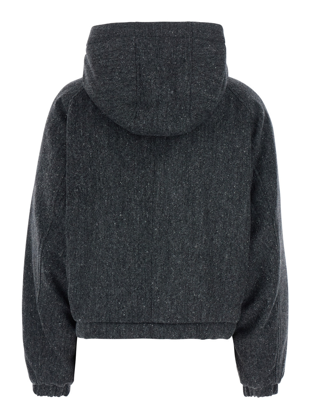 Brunello Cucinelli Women Gray Down Jacket With Removable Hood And Button Closure In Wool Blend For Women BRUNELLO CUCINELLI