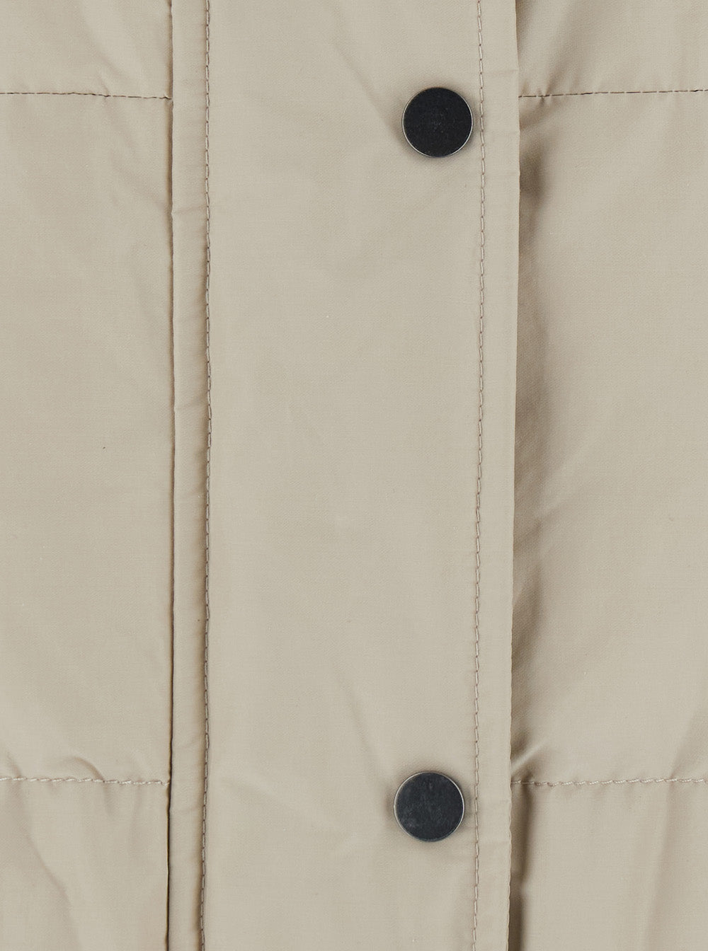 Brunello Cucinelli Women Beige Down Jacket With Removable Fur Collar In Tech Fabric For Women BRUNELLO CUCINELLI