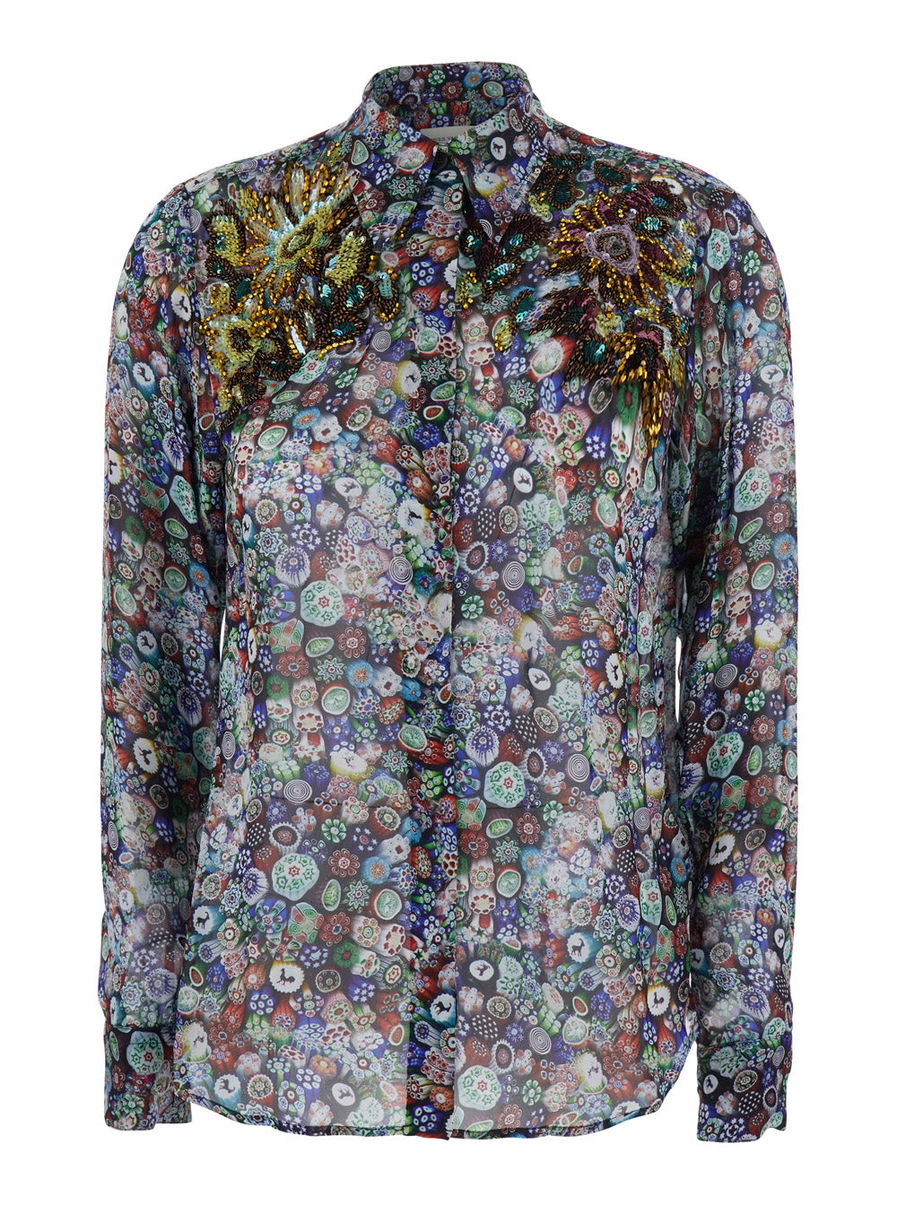 Dries Van Noten Women 'Chowy' Multicolor Shirt With Classic Collar And All-Over Embroidery In Viscose For Women DRIES VAN NOTEN