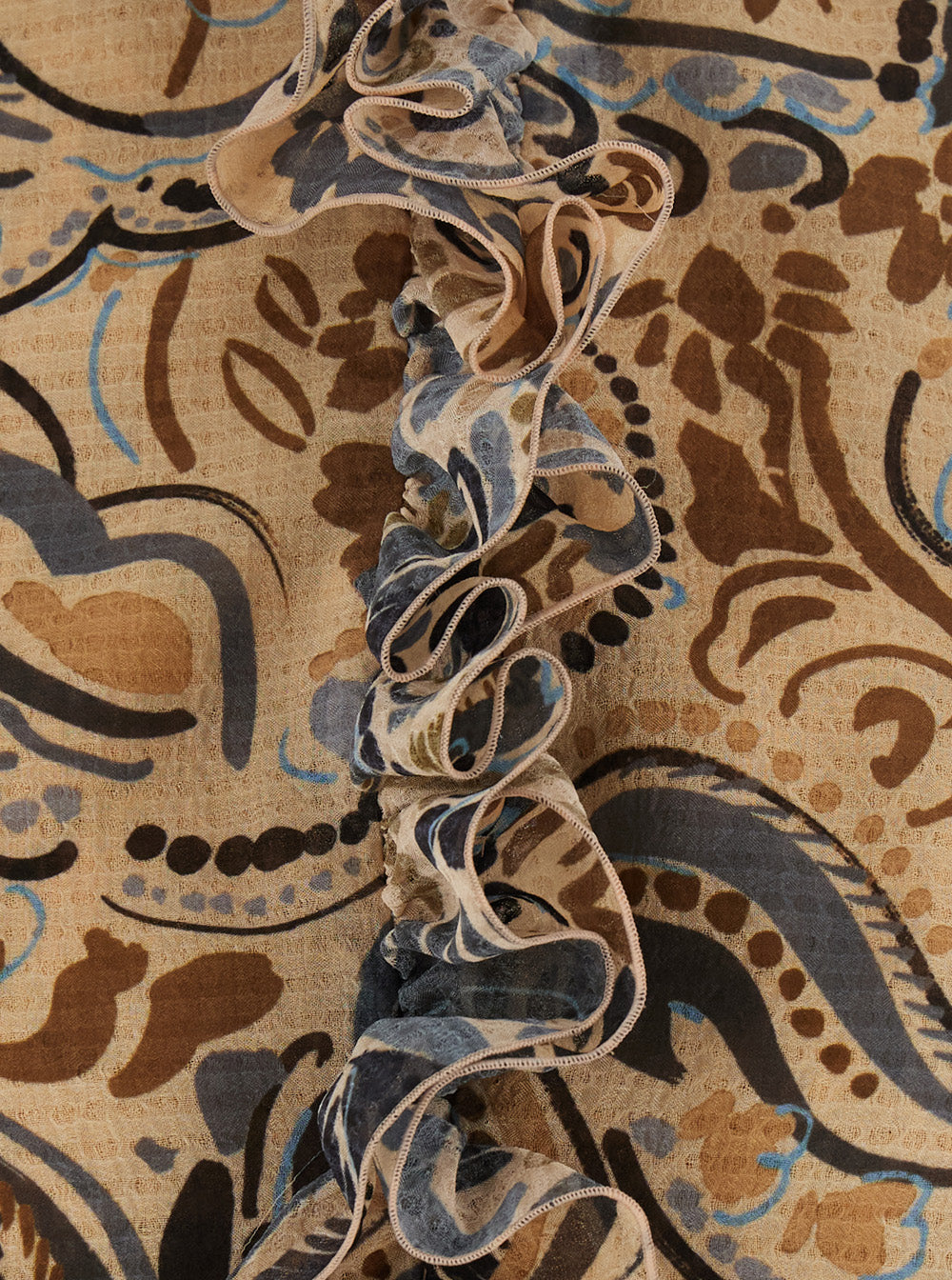 Etro Women Beige Mini Dress With Ruffle Details And All-Over Print In Tech Fabric For Women ETRO