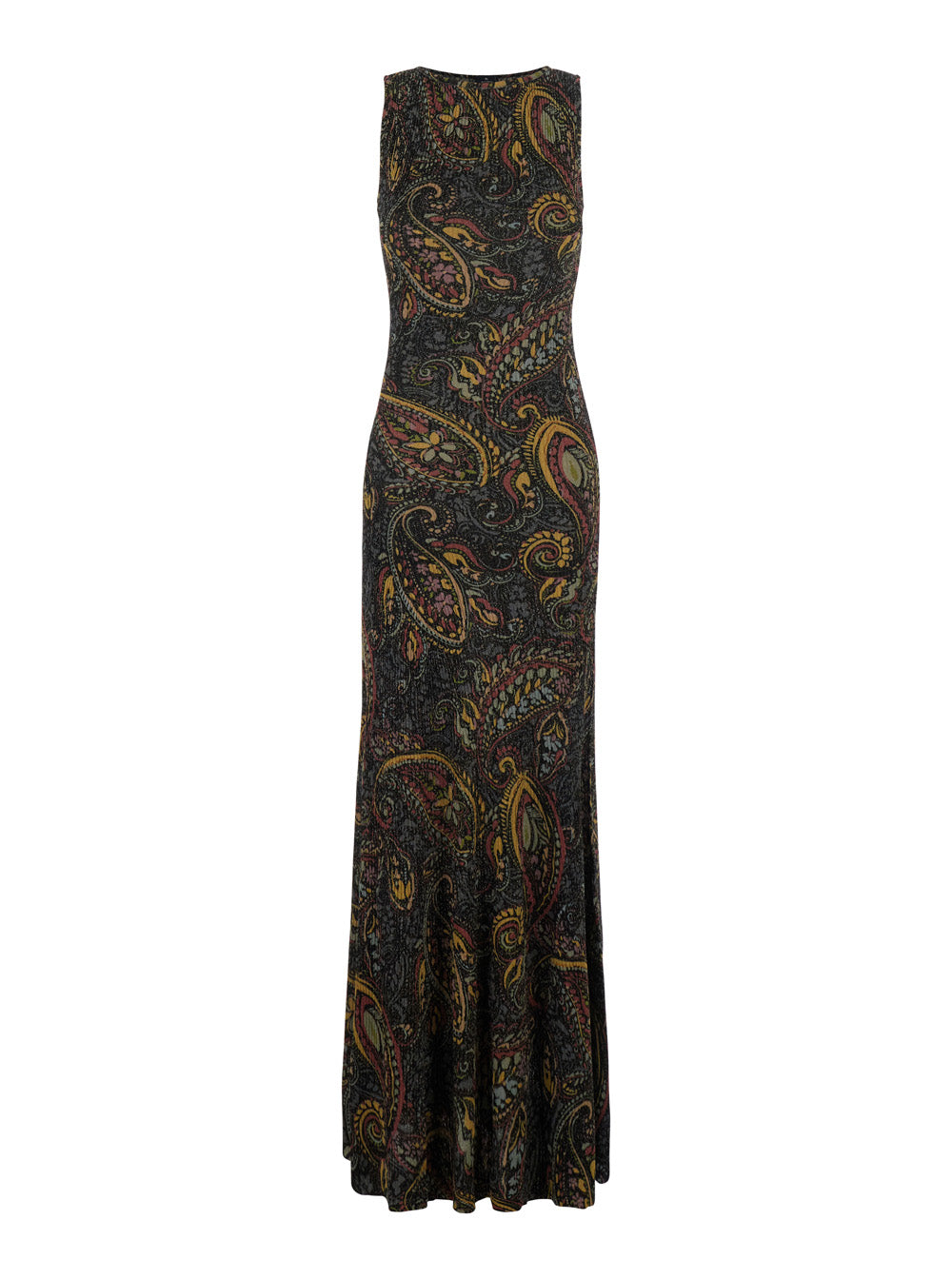 Etro Women Multicolor Long Sleeveless Round Neck Dress With All-Over Embroidery In Tech Fabric For Women ETRO