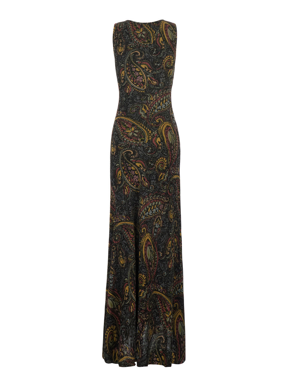 Etro Women Multicolor Long Sleeveless Round Neck Dress With All-Over Embroidery In Tech Fabric For Women ETRO