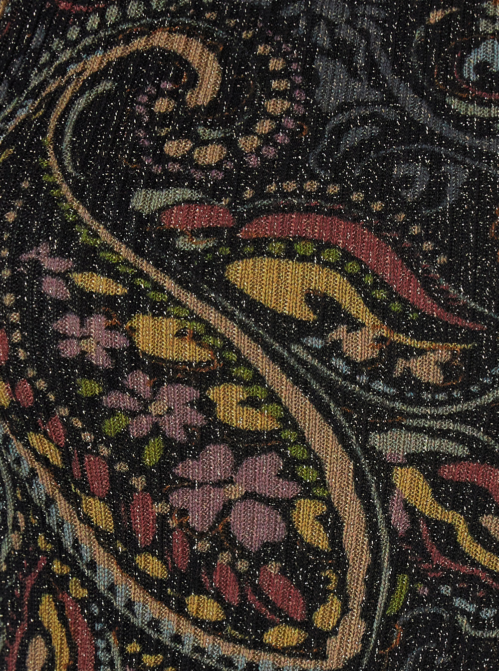 Etro Women Multicolor Long Sleeveless Round Neck Dress With All-Over Embroidery In Tech Fabric For Women ETRO