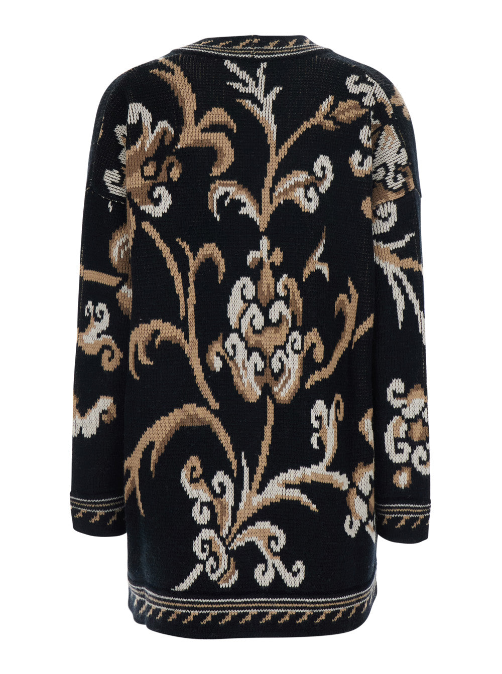 Etro Women Black Cardigan With All-Over Embroidery And V-Neck In Wool For Women ETRO