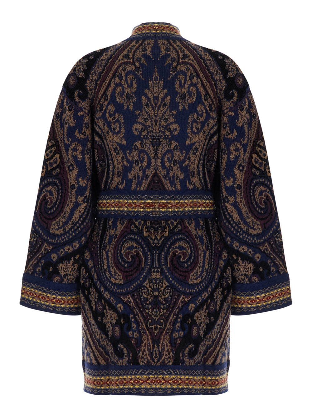 Etro Women Multicolor Cardigan With Belt On The Front And All-Over Geometric Embroidery In Wool Blend For Women ETRO