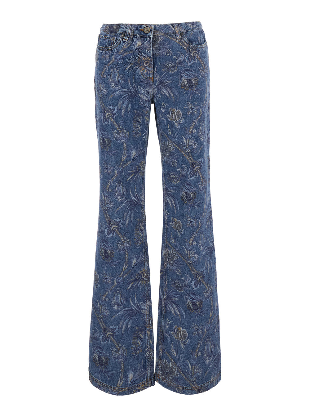 Etro Women Multicolor Flared Jeans With All-Over Print In Denim For Women ETRO