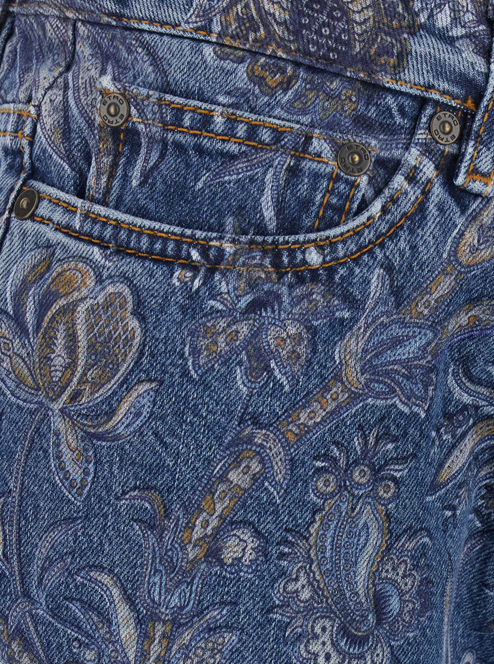Etro Women Multicolor Flared Jeans With All-Over Print In Denim For Women ETRO