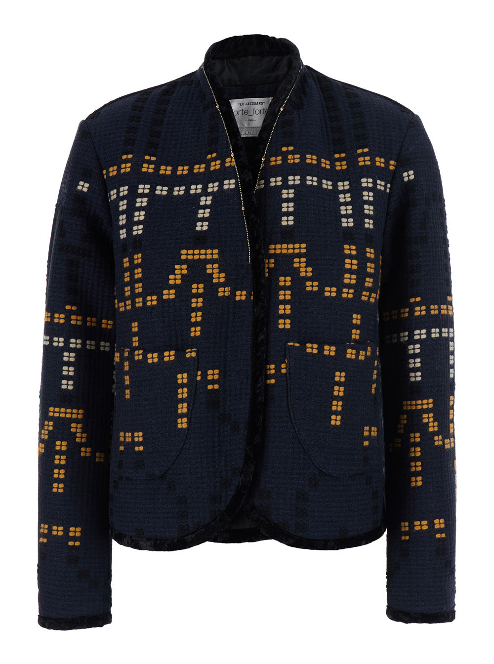 Forte_Forte Women 'Samarcanda' Black Jacket With Geometric Embroidery With Beads In Blend Cotton For Women FORTE FORTE