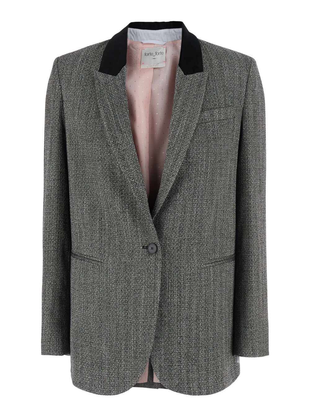 Forte_Forte Women Gray Single-Breasted Jacket With Velvet Collar And Peak Revers In Tech Fabric For Women FORTE FORTE